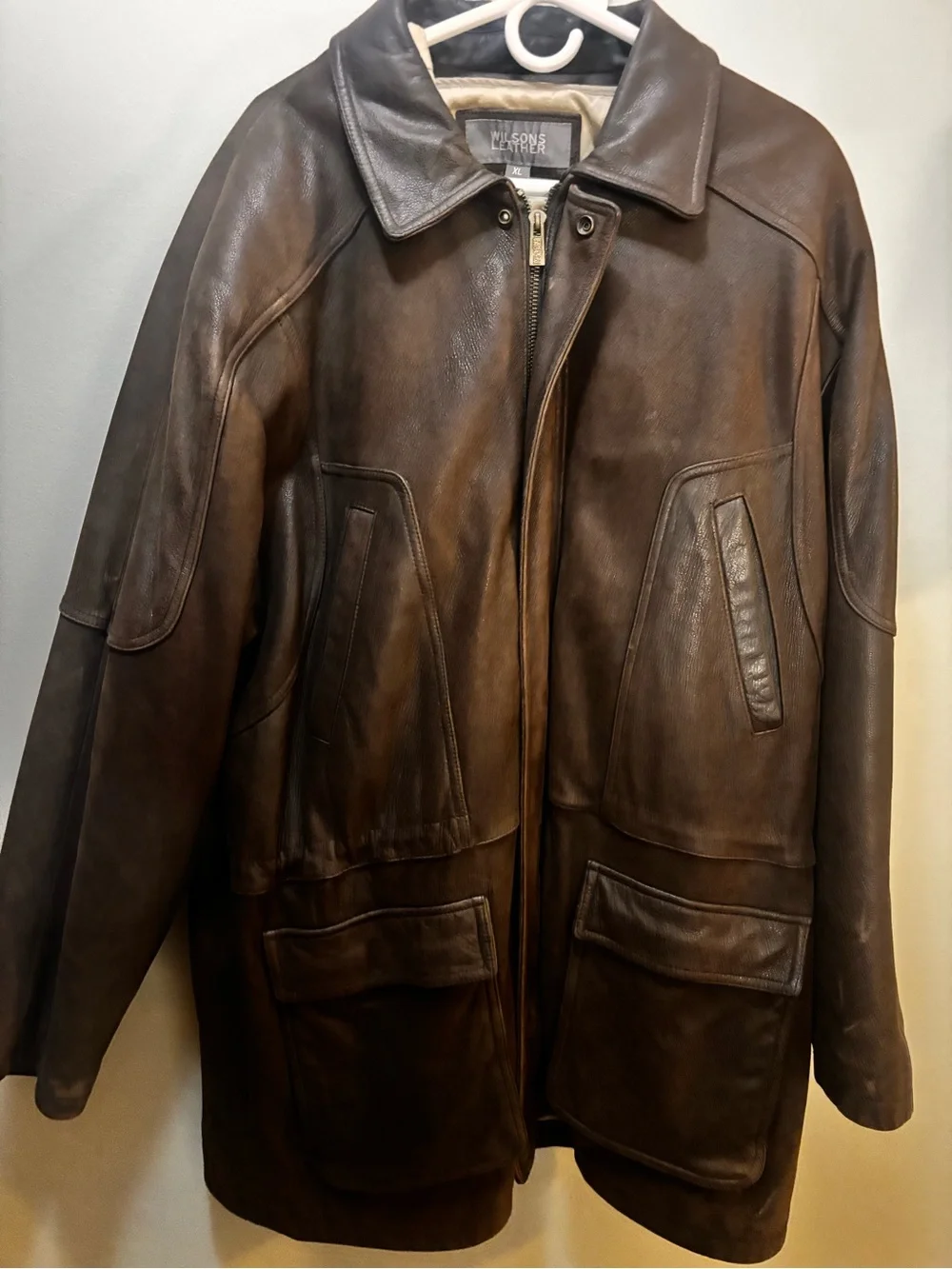 Wilsons Leather Men's Dark Brown Leather Bomber Jacket